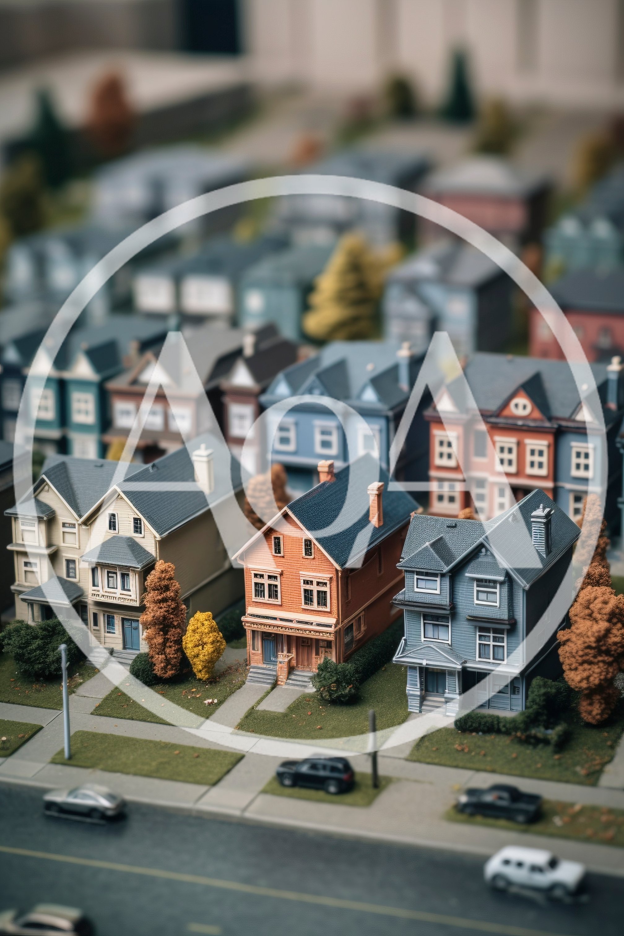 Miniature Model Neighborhood With Detailed Victorian Houses