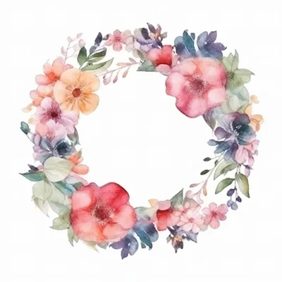 Watercolor Floral Wreath Illustration