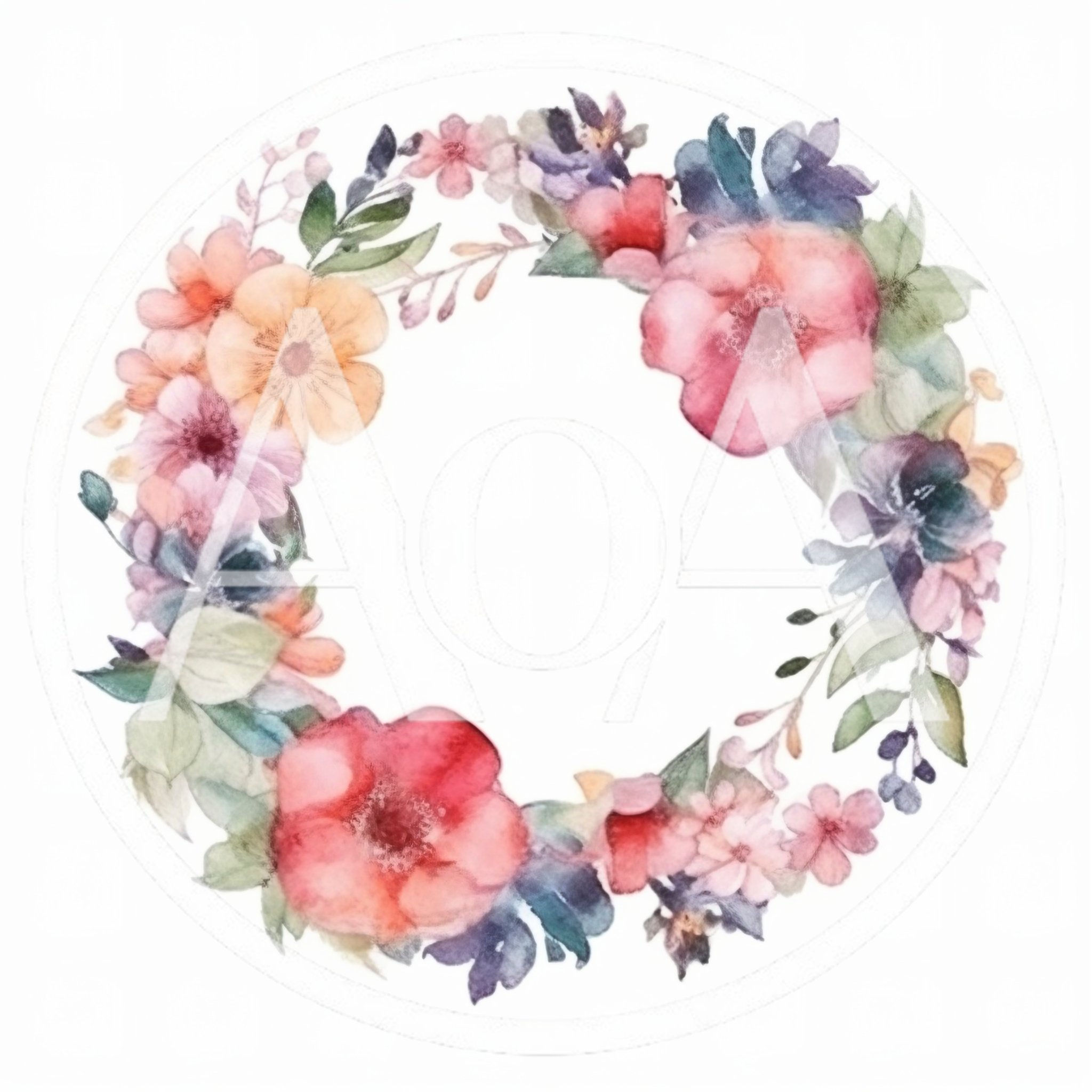 Watercolor Floral Wreath Illustration