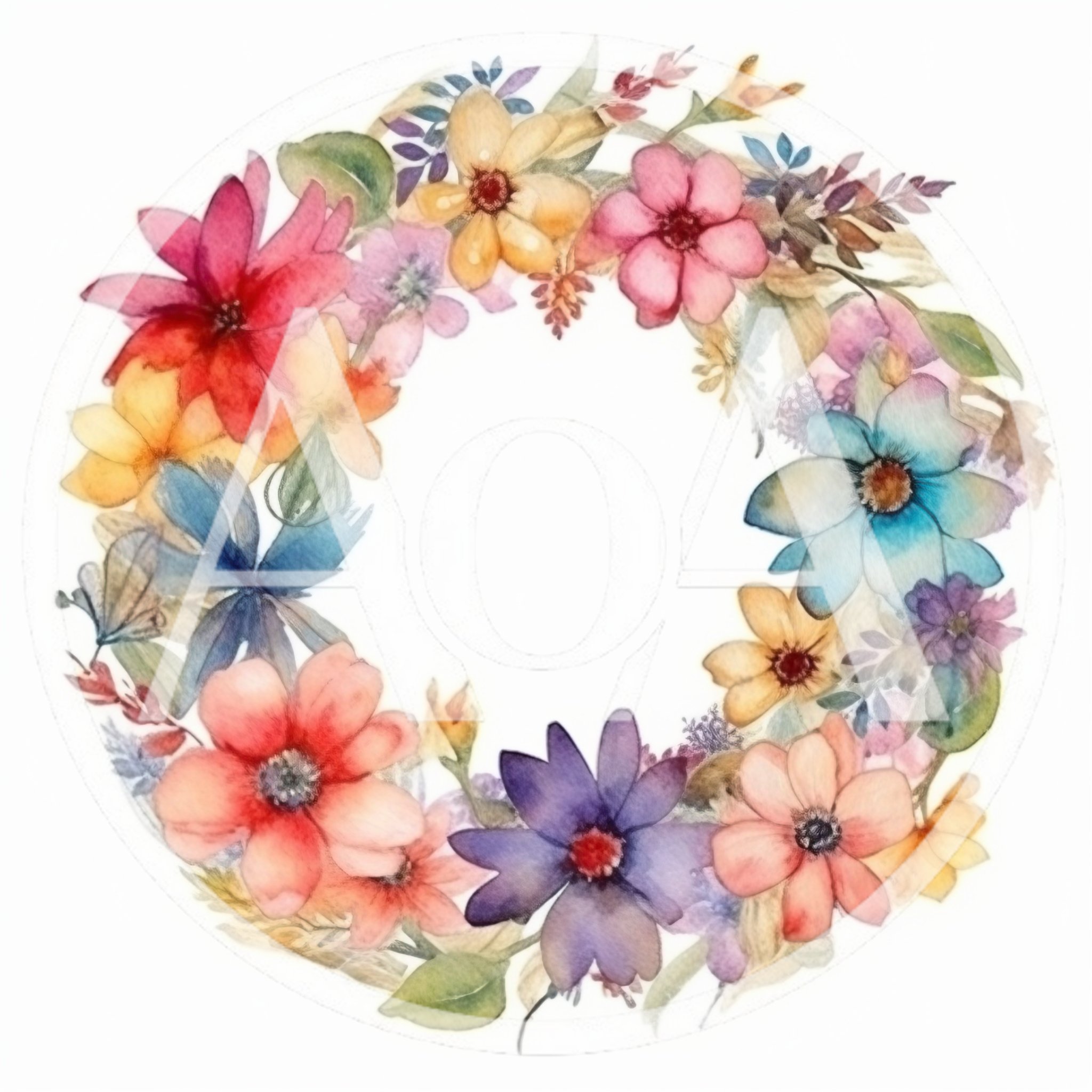 Watercolor Floral Wreath With Vibrant Spring Flowers