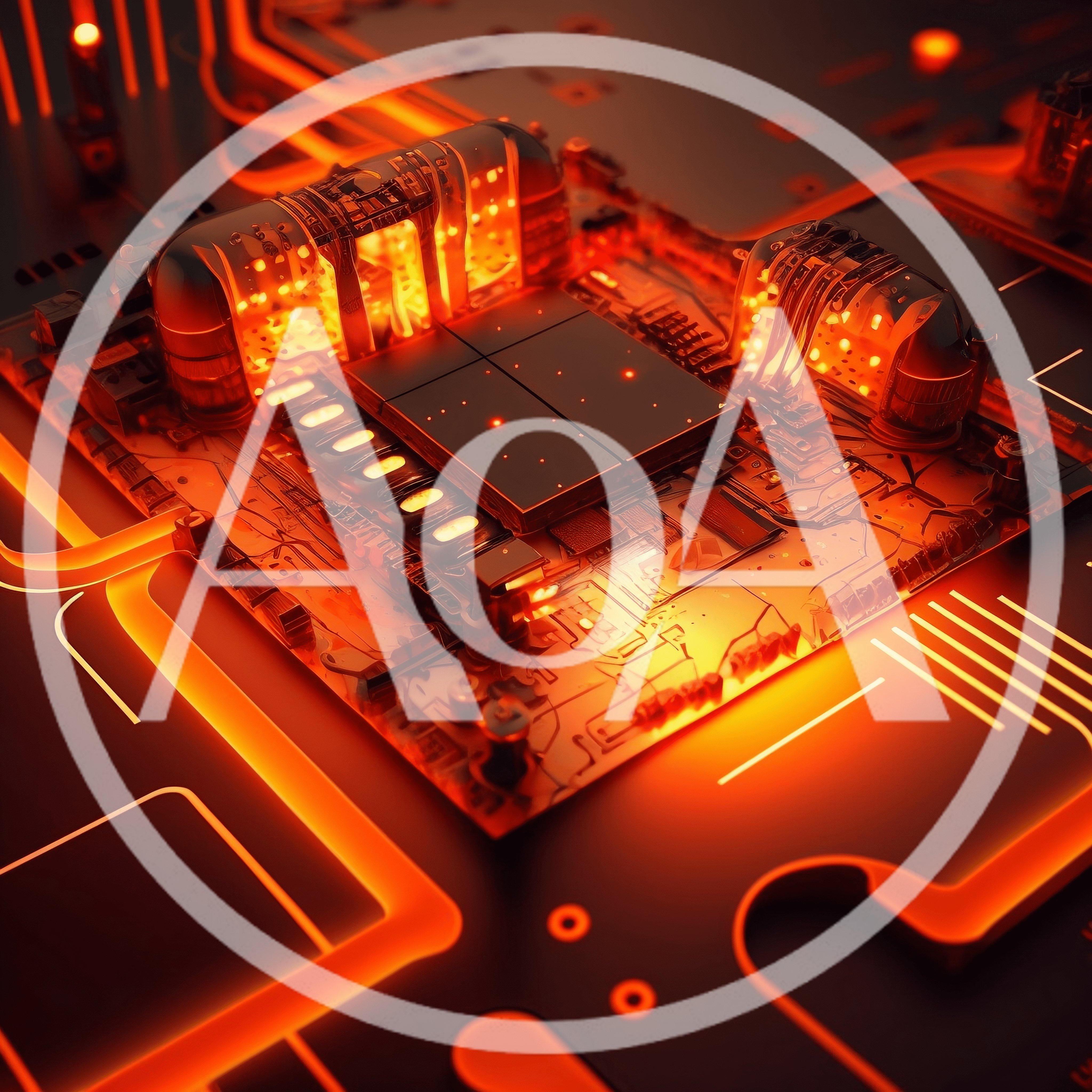 Glowing Futuristic Computer Processor Circuit Board