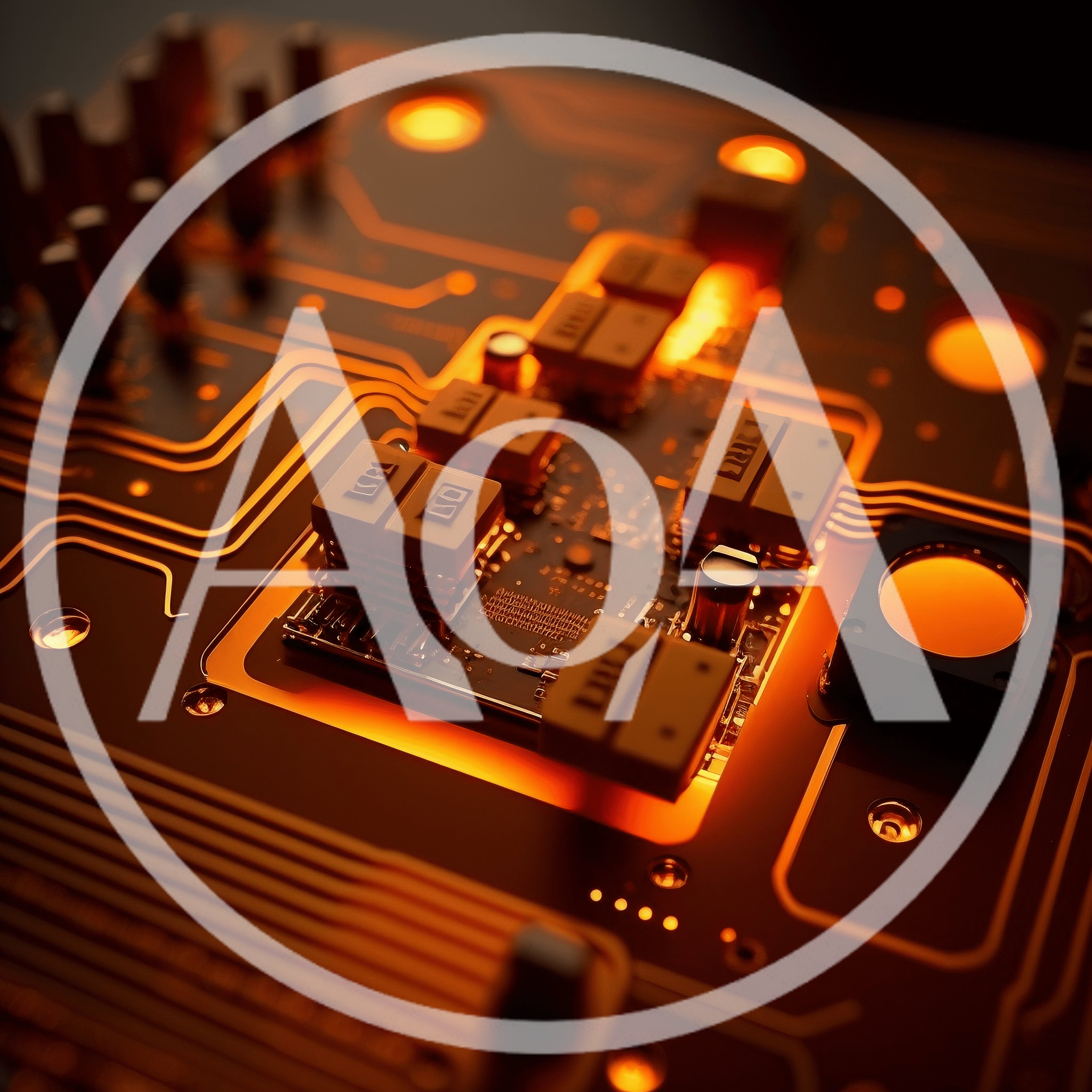 Close Up Of Glowing Electronic Circuit Board Components