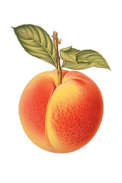 Vintage Botanical Illustration Of A Ripe Peach