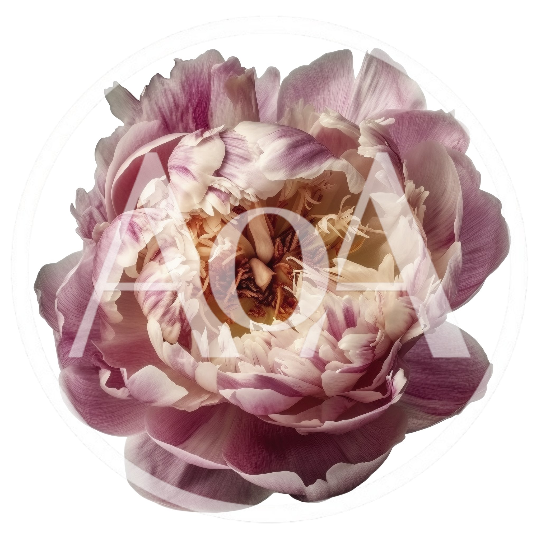 Single Pink And White Peony Flower Isolated