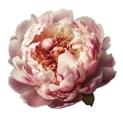 Single Pale Pink Peony Flower Isolated On White