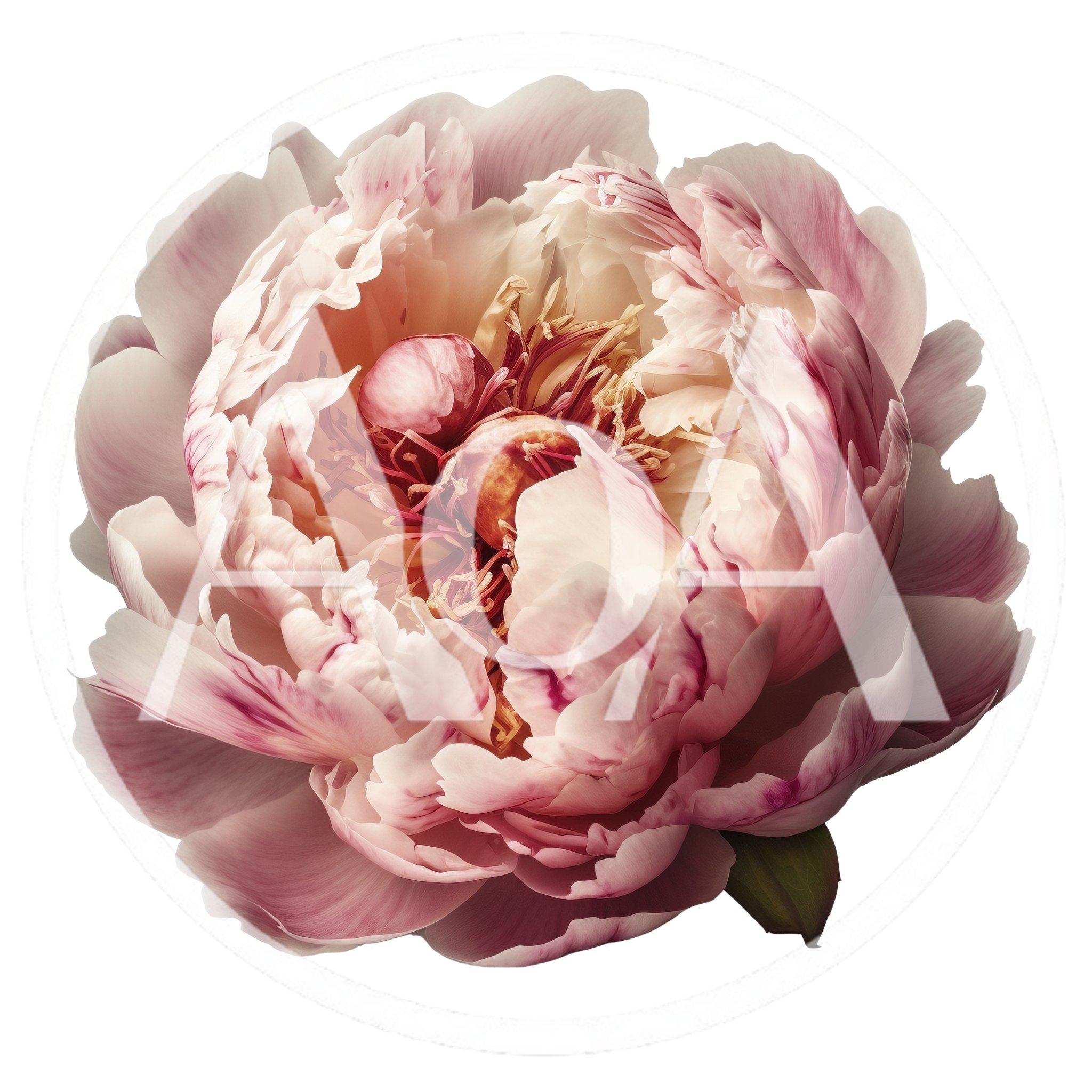 Single Pale Pink Peony Flower Isolated On White