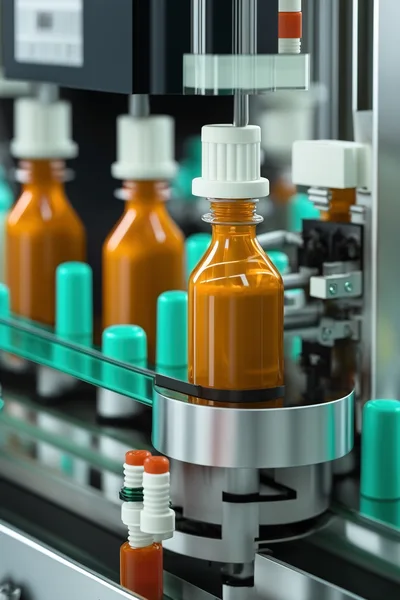 Automated Pharmaceutical Bottling Line in Industrial Facility