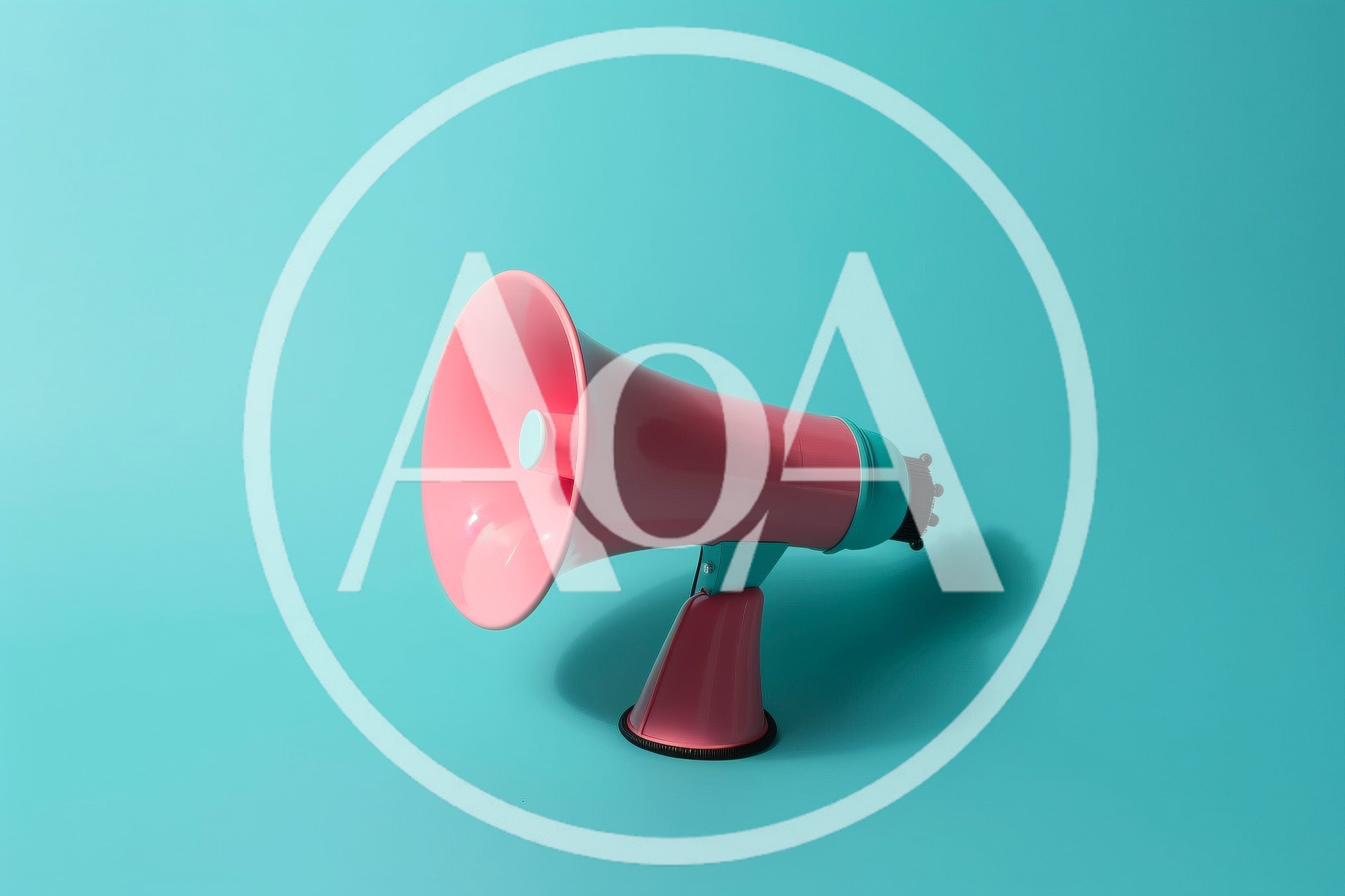 Pink Megaphone Standing On A Teal Background