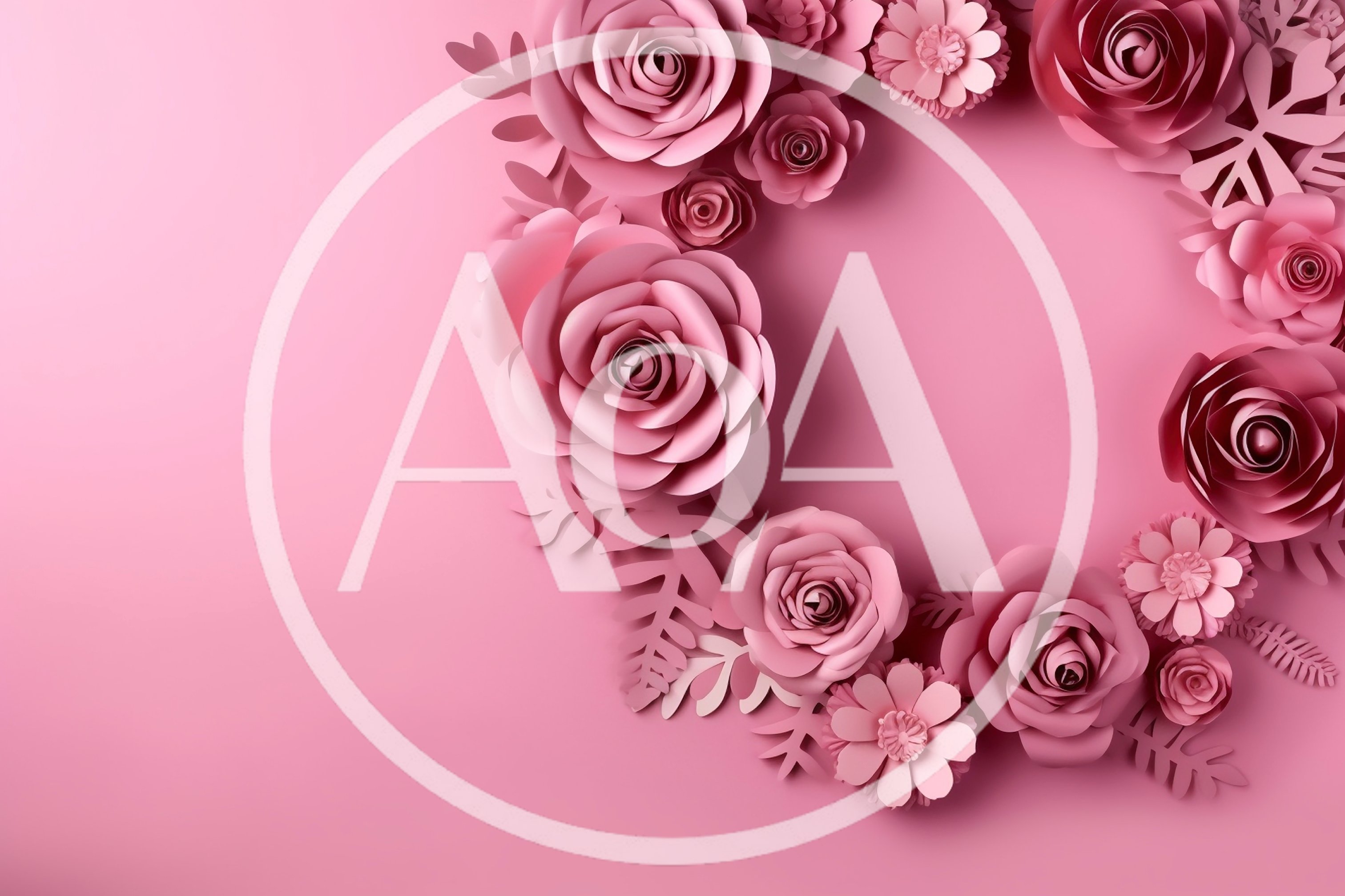 Pink Paper Flower Wreath Background