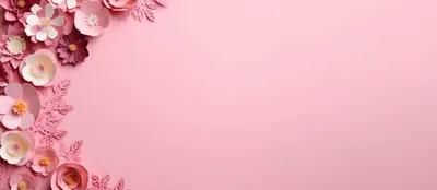 Paper Craft Flowers Border on Pink Background