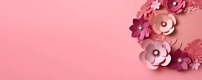Paper Craft Floral Wreath On Pink Background