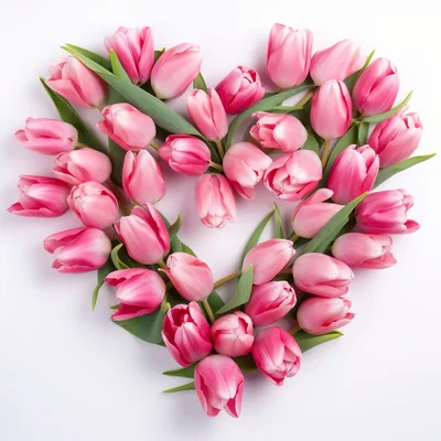 Pink Tulip Flowers Arranged In A Heart Shape