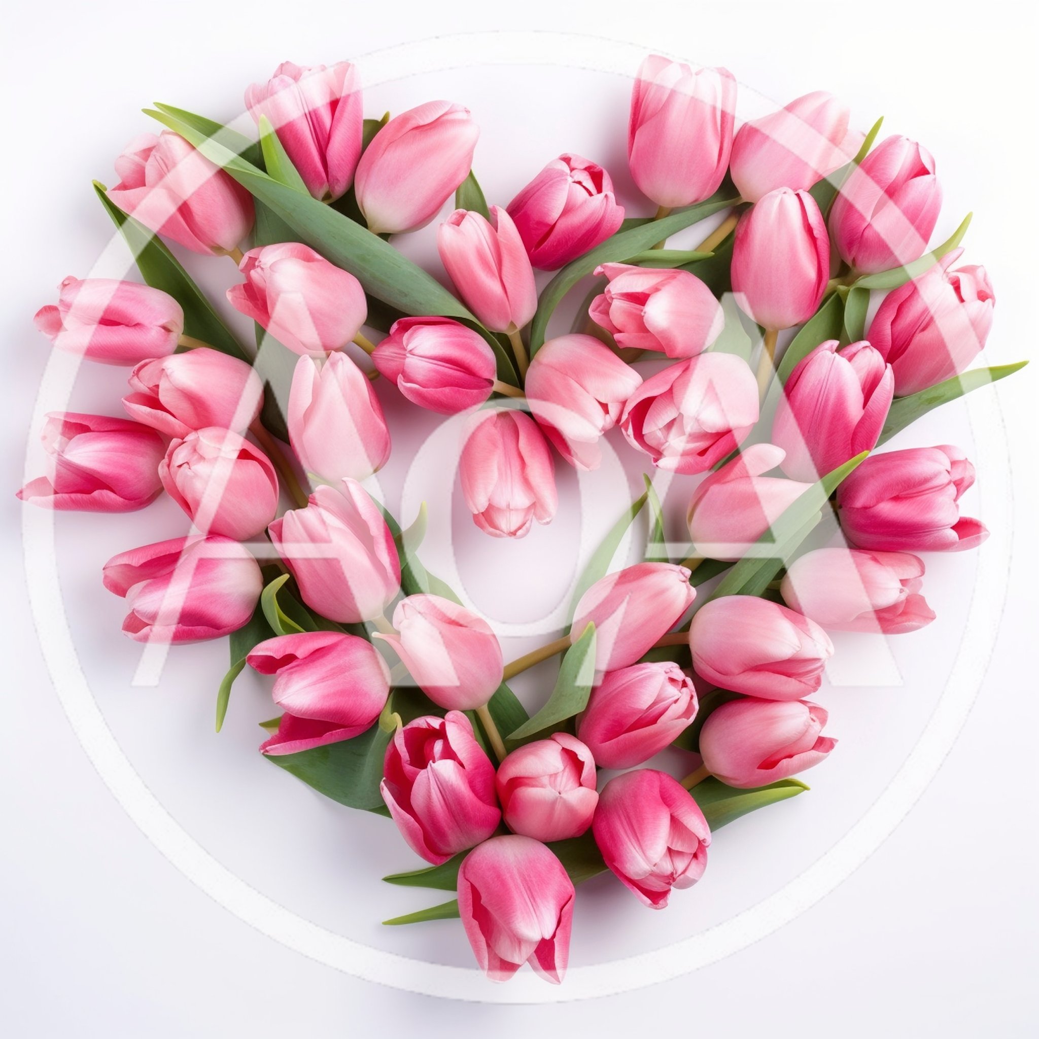 Pink Tulip Flowers Arranged In A Heart Shape