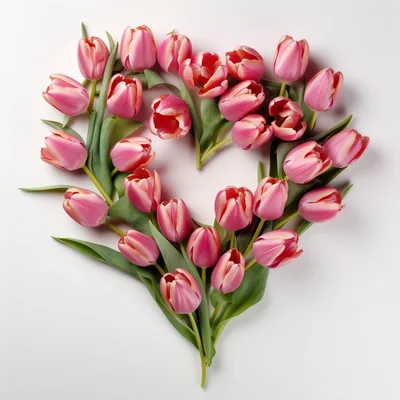 Pink Tulip Heart Shape Arrangement