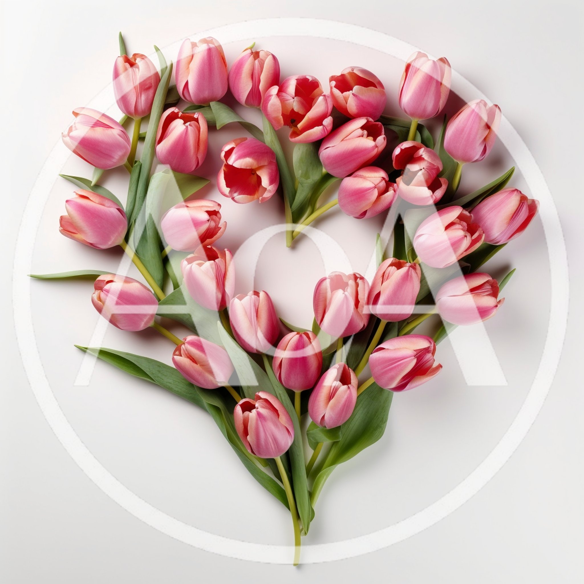 Pink Tulip Heart Shape Arrangement