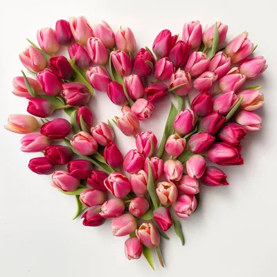 Heart Shape Arrangement of Pink Tulips