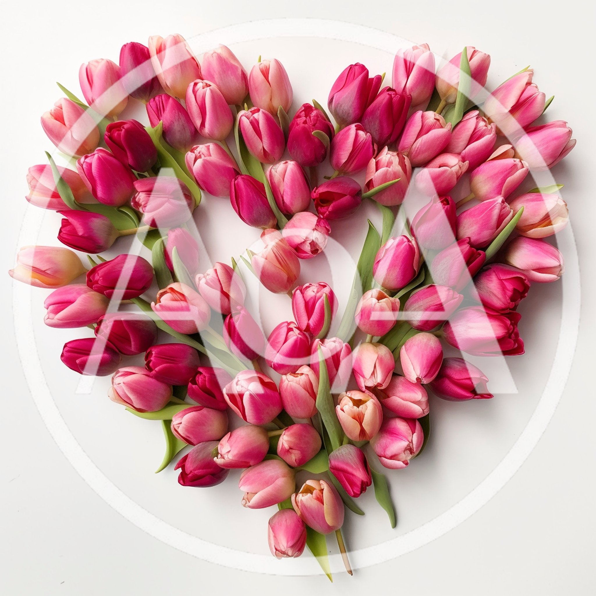 Heart Shape Arrangement of Pink Tulips