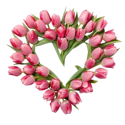 Heart Shape Arrangement Of Pink Tulips