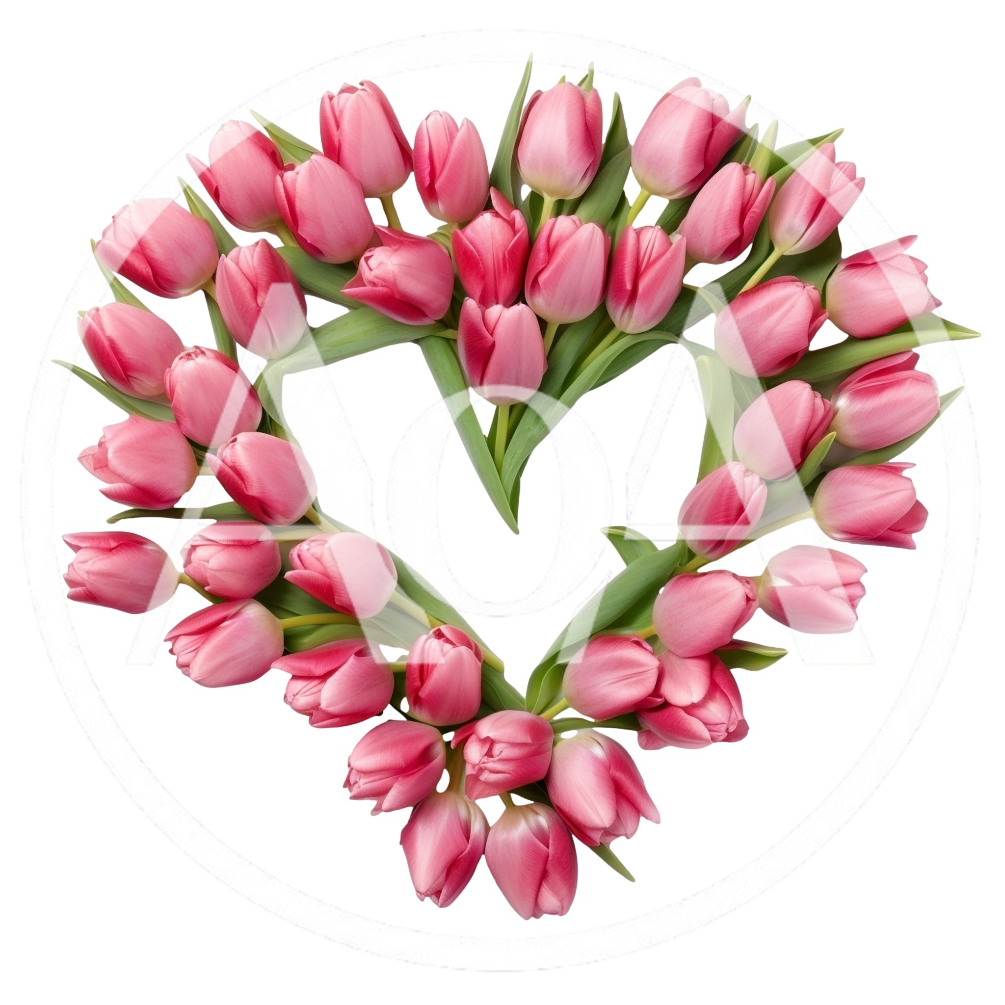 Heart Shape Arrangement Of Pink Tulips