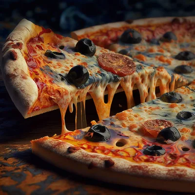 Delicious Pizza Slice With Melting Cheese And Olives