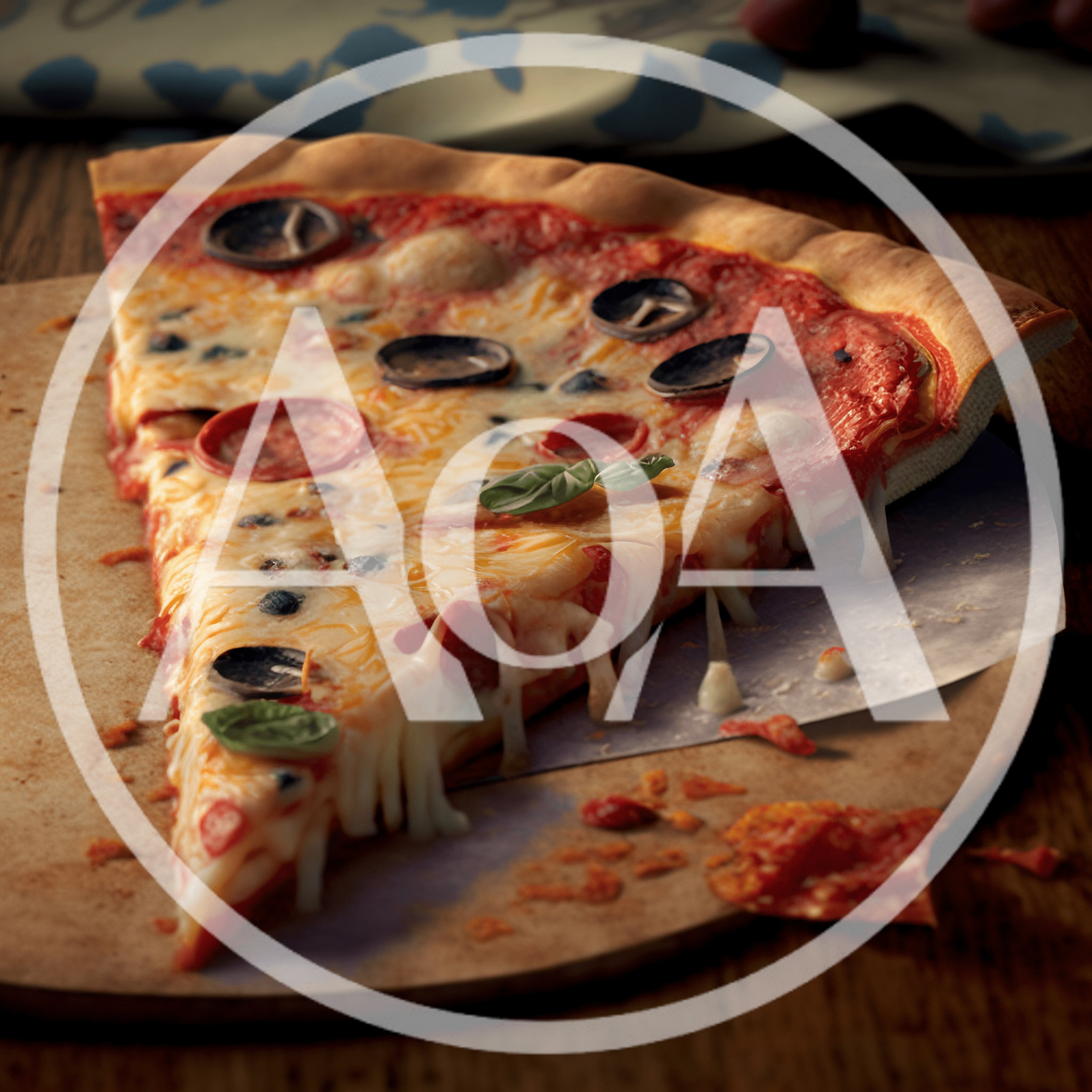 Single Slice Of Pepperoni And Olive Pizza