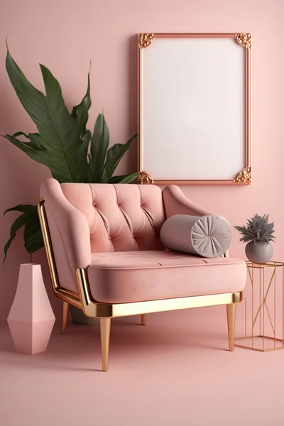 Elegant Pink Velvet Armchair In Modern Interior