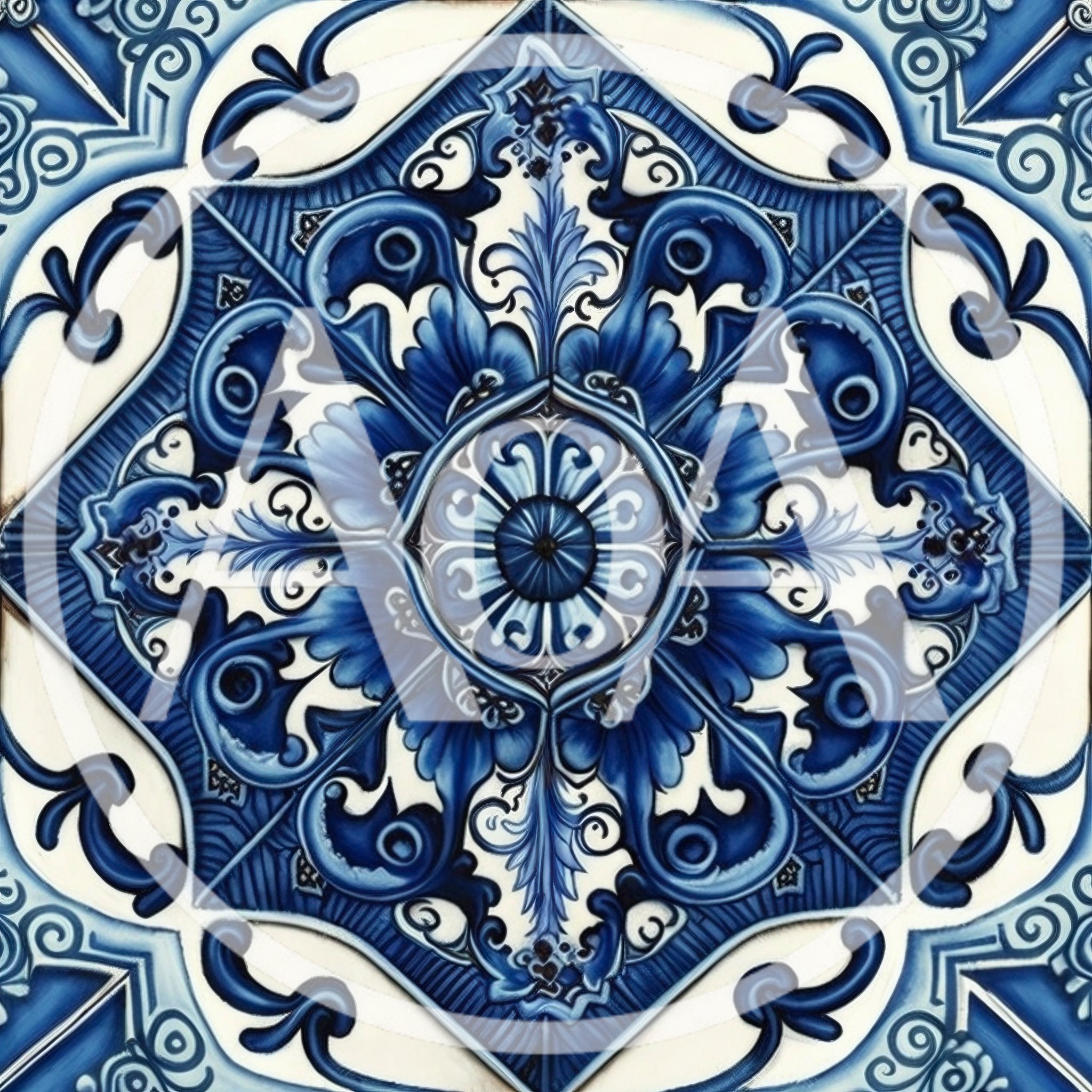 Intricate Blue And White Portuguese Azulejo Tile Pattern