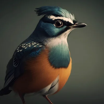 Portrait Of A Colorful Crested Bird