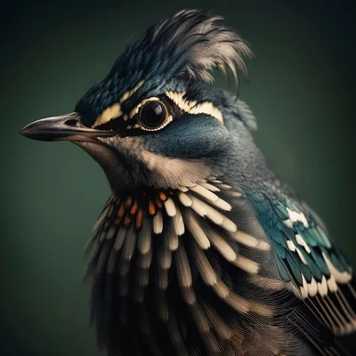 Close Up Portrait Of A Crested Blue Bird