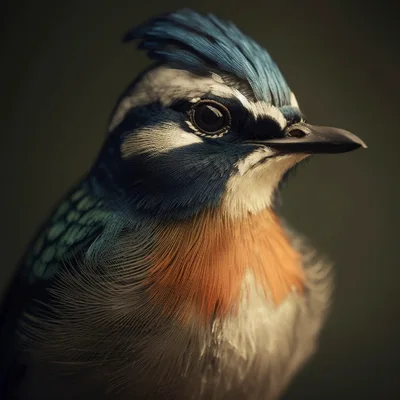 Close Up Portrait Of A Colorful Crested Bird