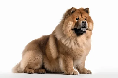 Chow Chow Dog Sitting On White Background