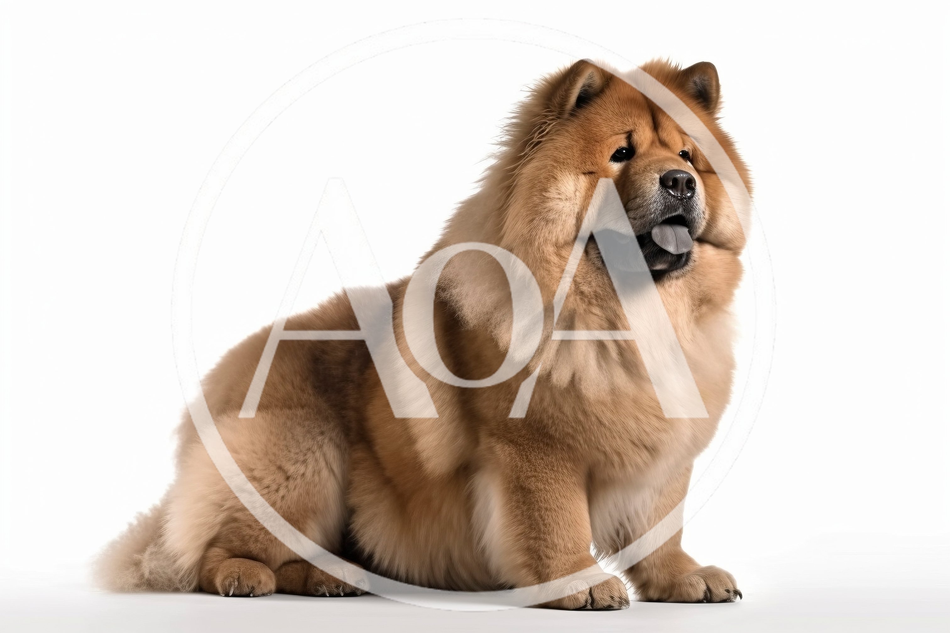 Chow Chow Dog Sitting On White Background