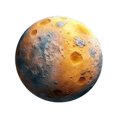 Isolated Render Of A Rocky Cratered Exoplanet