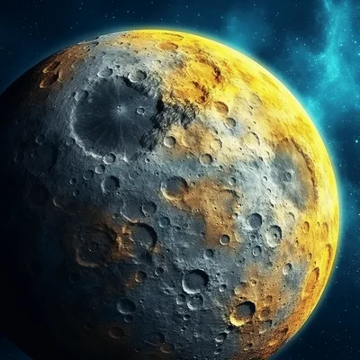 Detailed View Of A Cratered Moon In Deep Space