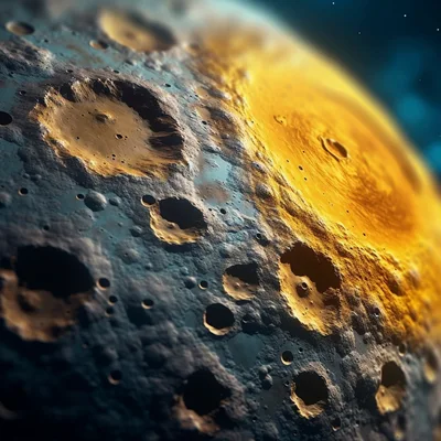 Close Up View Of A Cratered Moon Surface