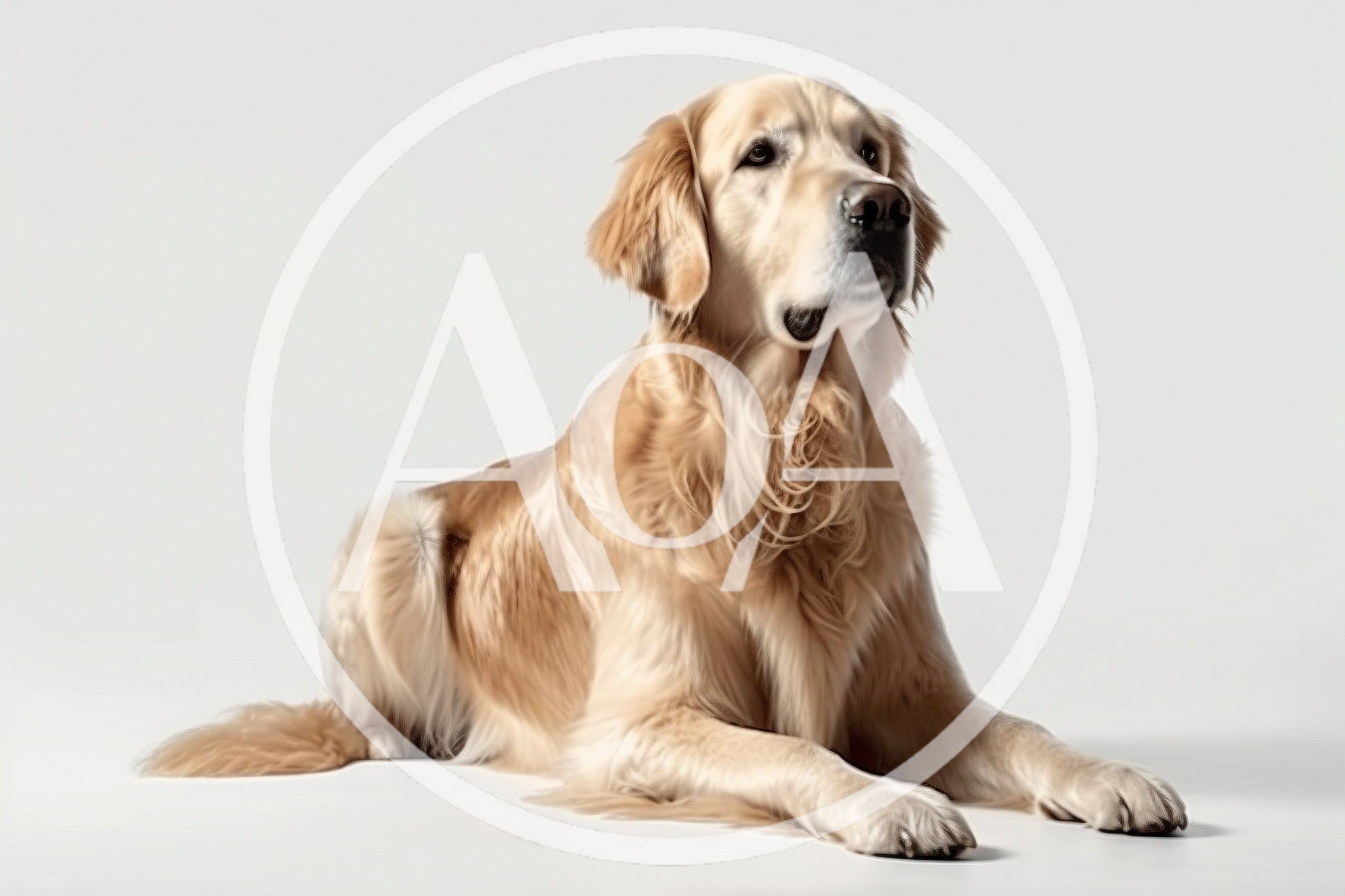 Golden Retriever Dog Sitting On White Background