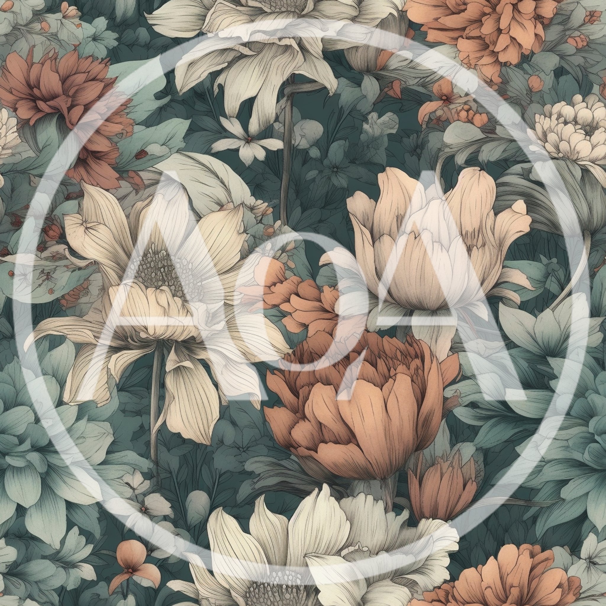 Seamless Floral Pattern With Vintage Botanical Illustrations