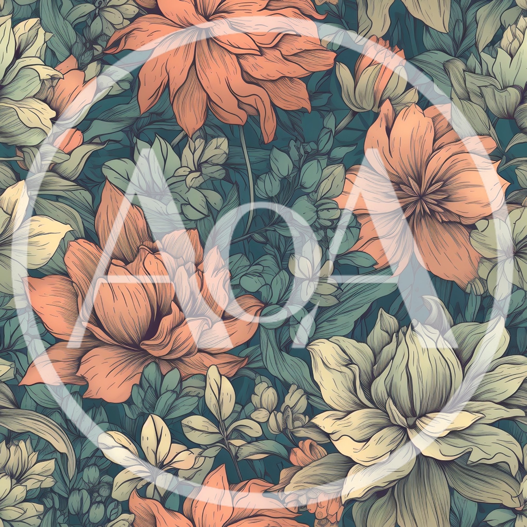 Seamless Floral Pattern With Peach And Cream Flowers