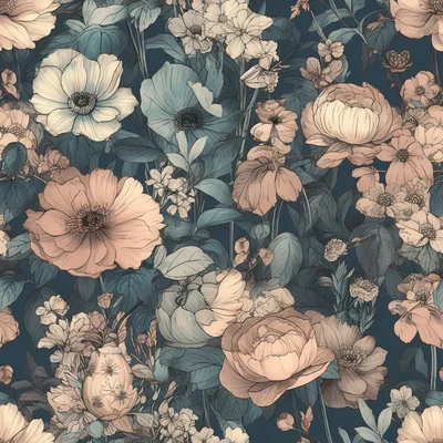 Seamless Floral Pattern With Vintage Botanical Illustrations