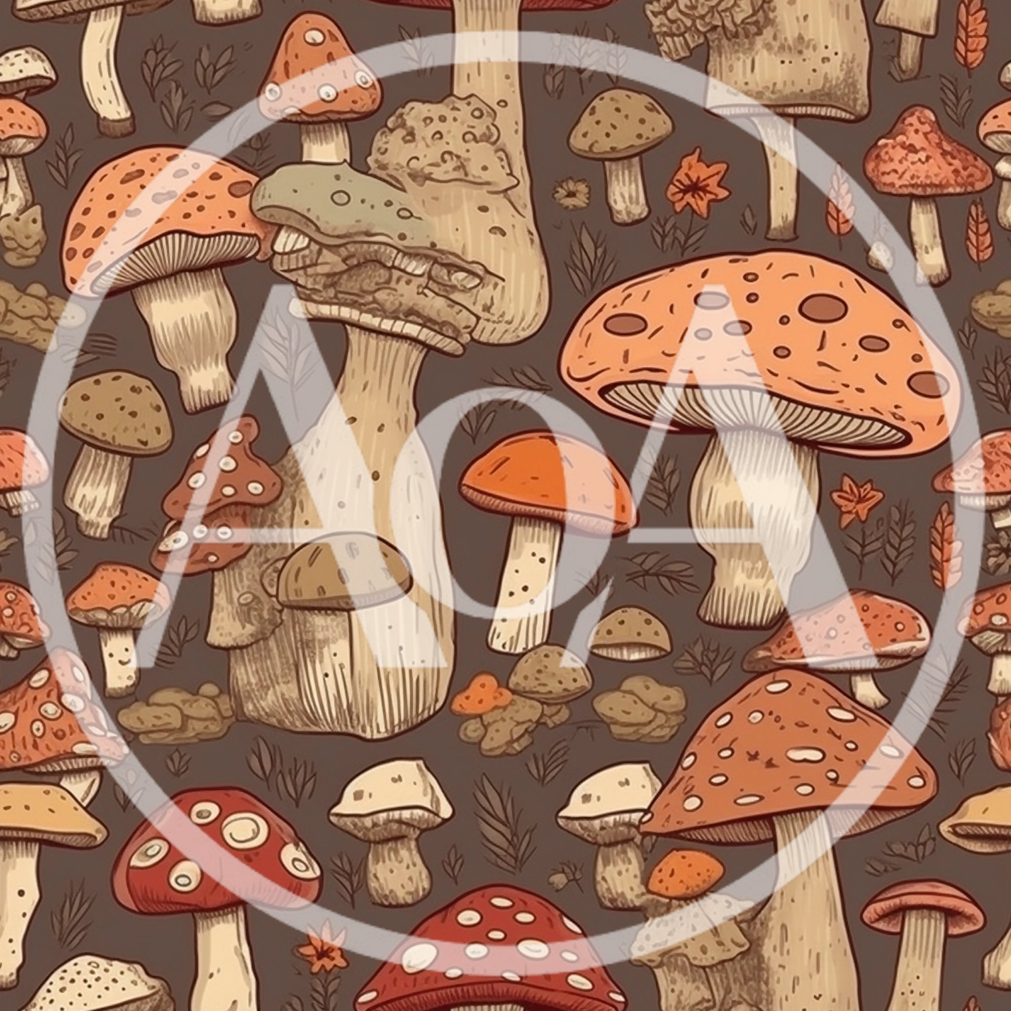 Seamless Pattern Of Hand Drawn Forest Mushrooms
