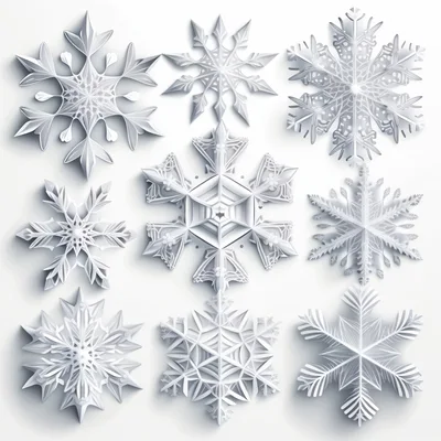 Collection of Intricate White Paper Cutout Snowflakes