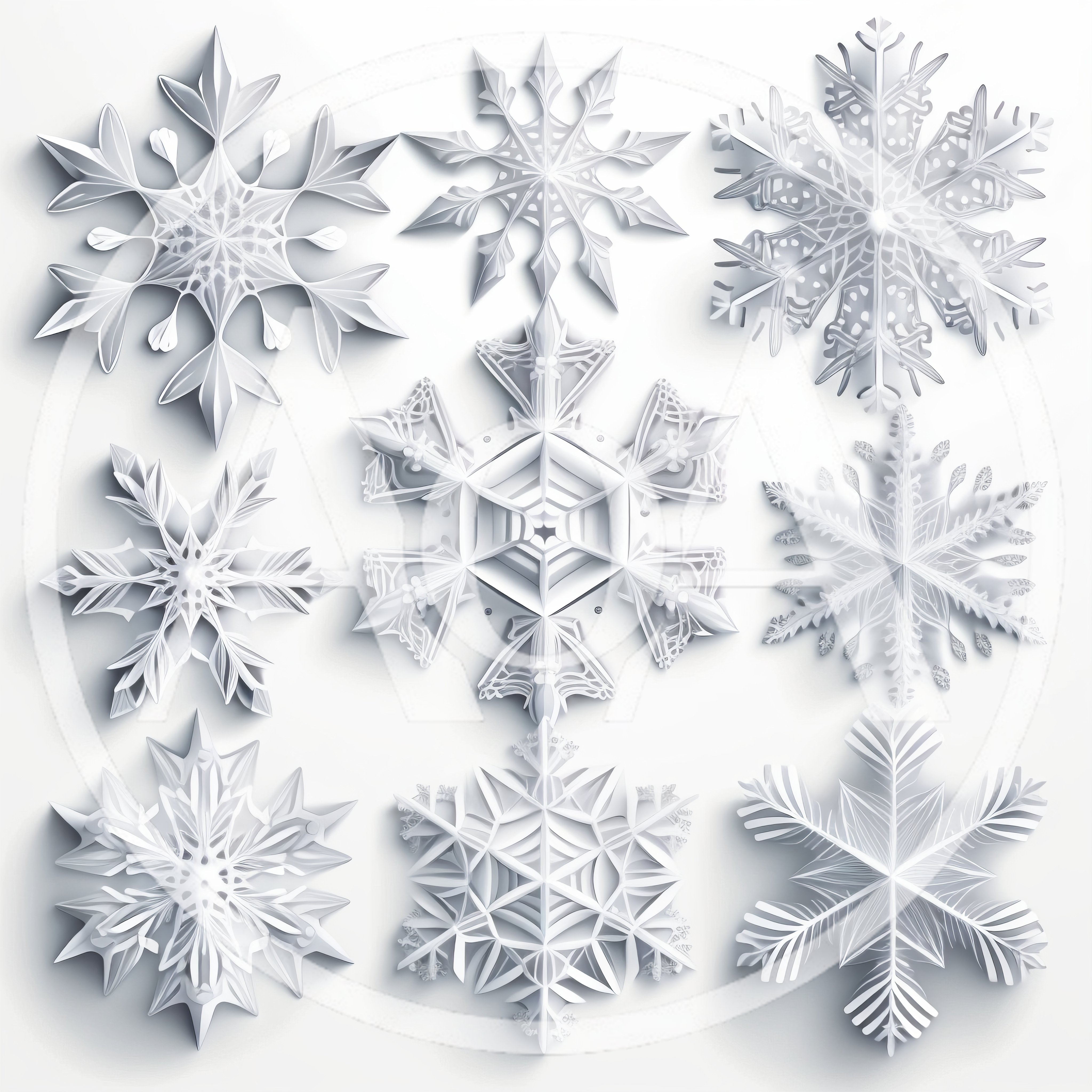 Collection of Intricate White Paper Cutout Snowflakes