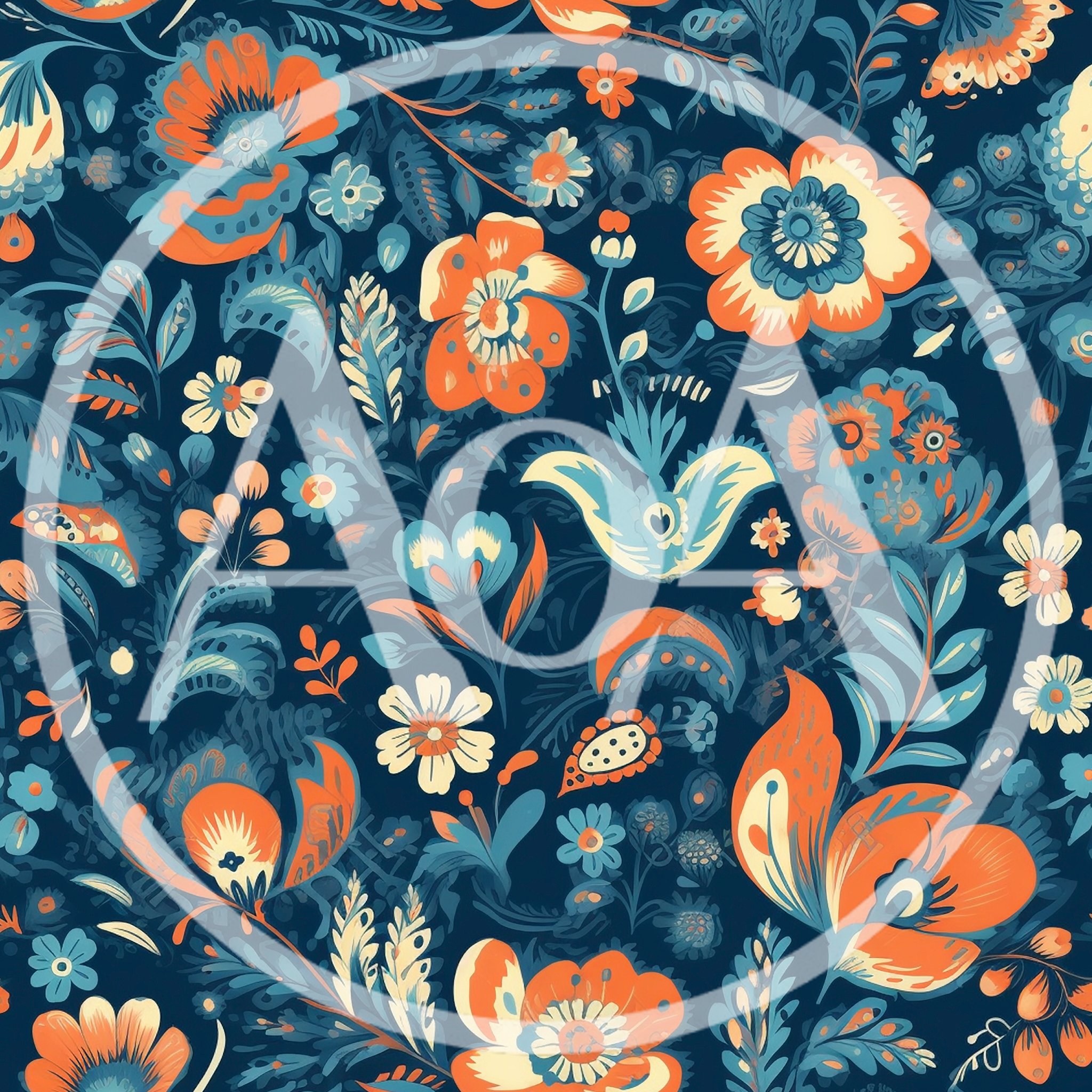 Seamless Floral Pattern With Folk Art Style