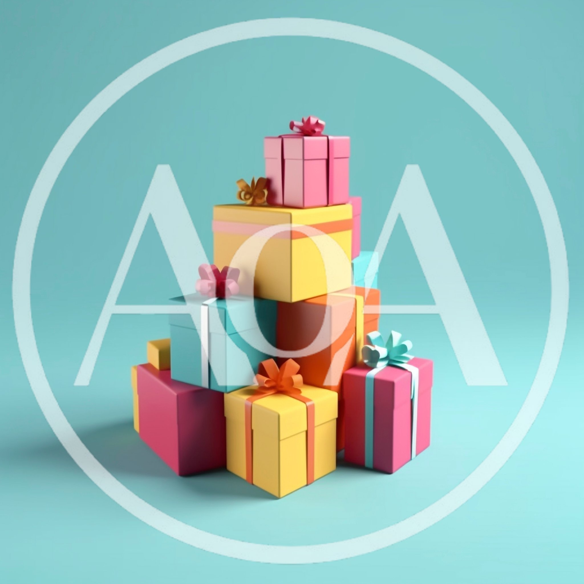 Stack of Colorful Gift Boxes on Blue Background