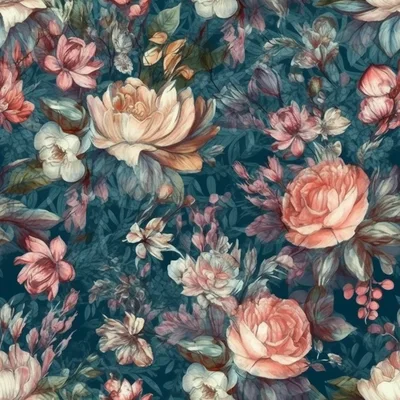 Seamless Floral Pattern With Vintage Peonies And Roses