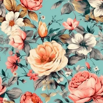 Seamless Floral Pattern With Vintage Roses And Foliage