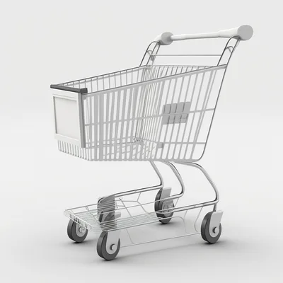 3D Rendered Empty Metal Shopping Cart