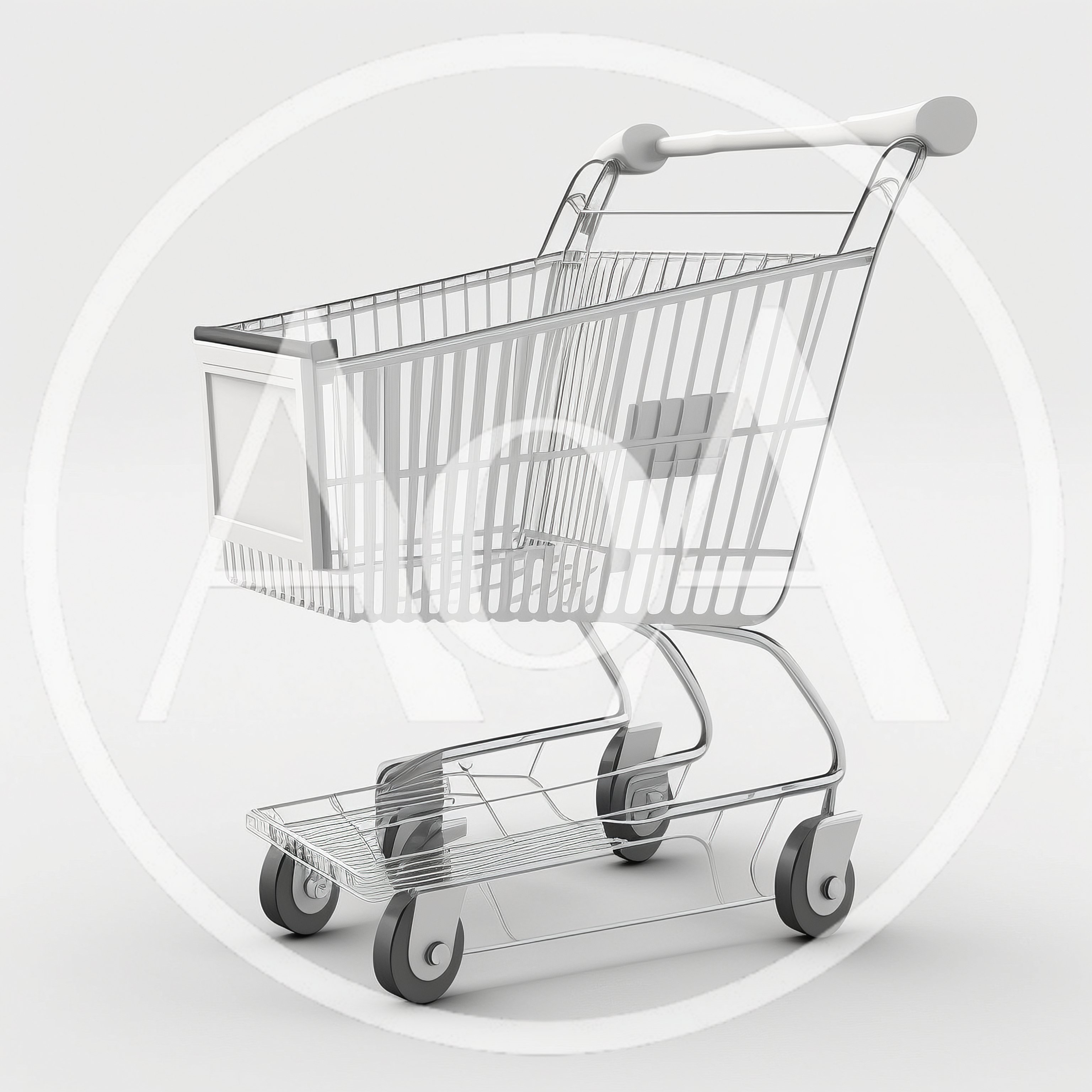 3D Rendered Empty Metal Shopping Cart