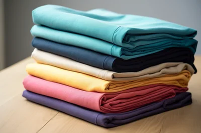 Stack Of Folded Colorful Cotton T-Shirts