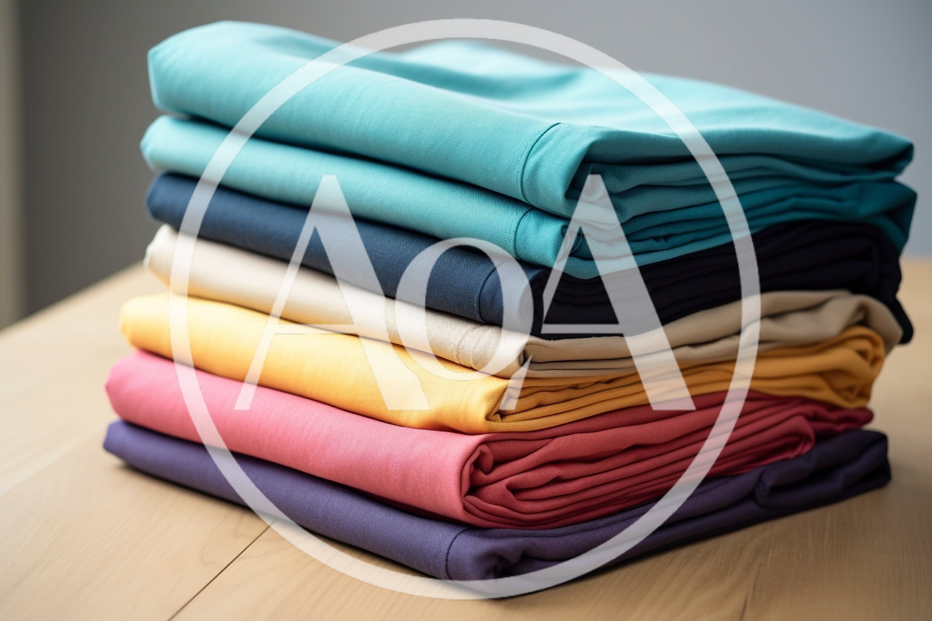 Stack Of Folded Colorful Cotton T-Shirts